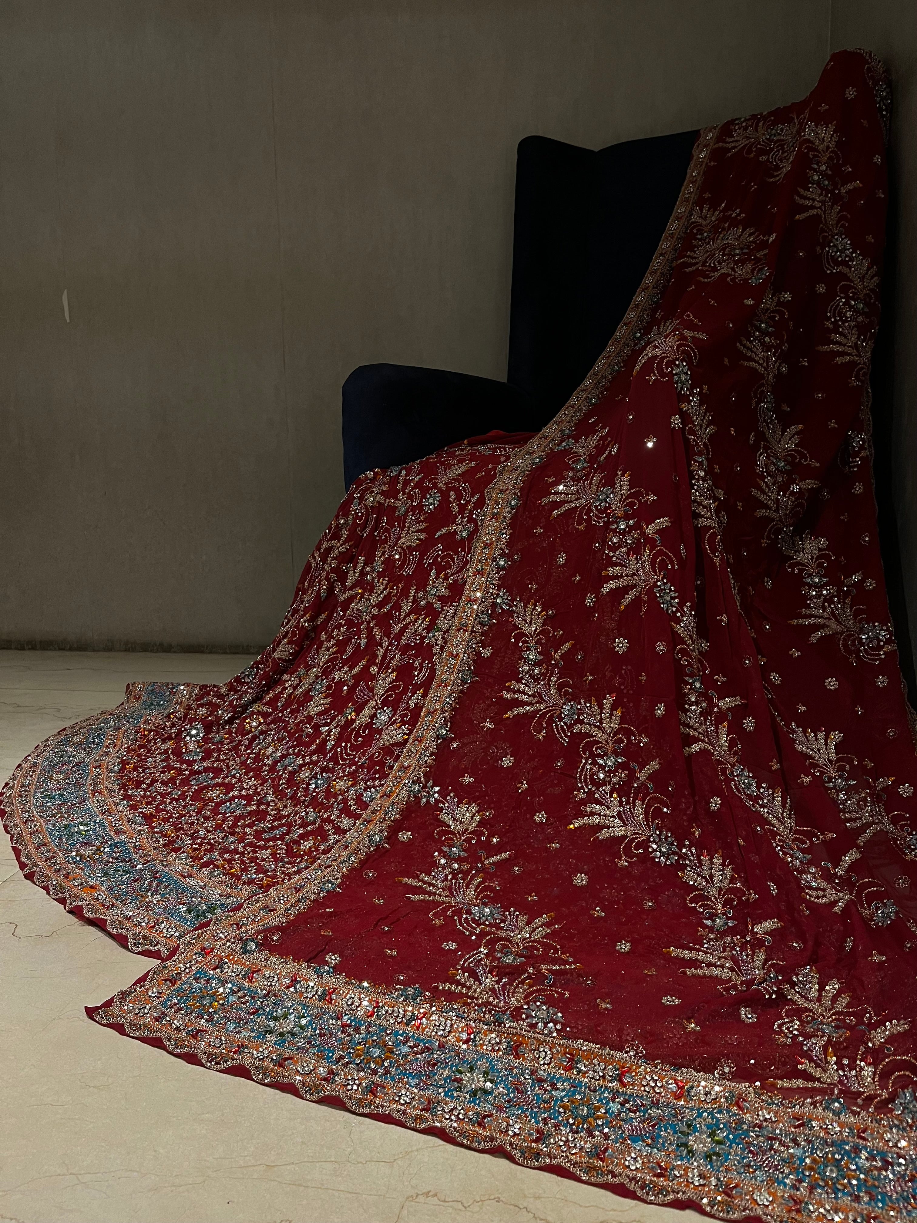 Beautiful Deep Red bridal lehenga set