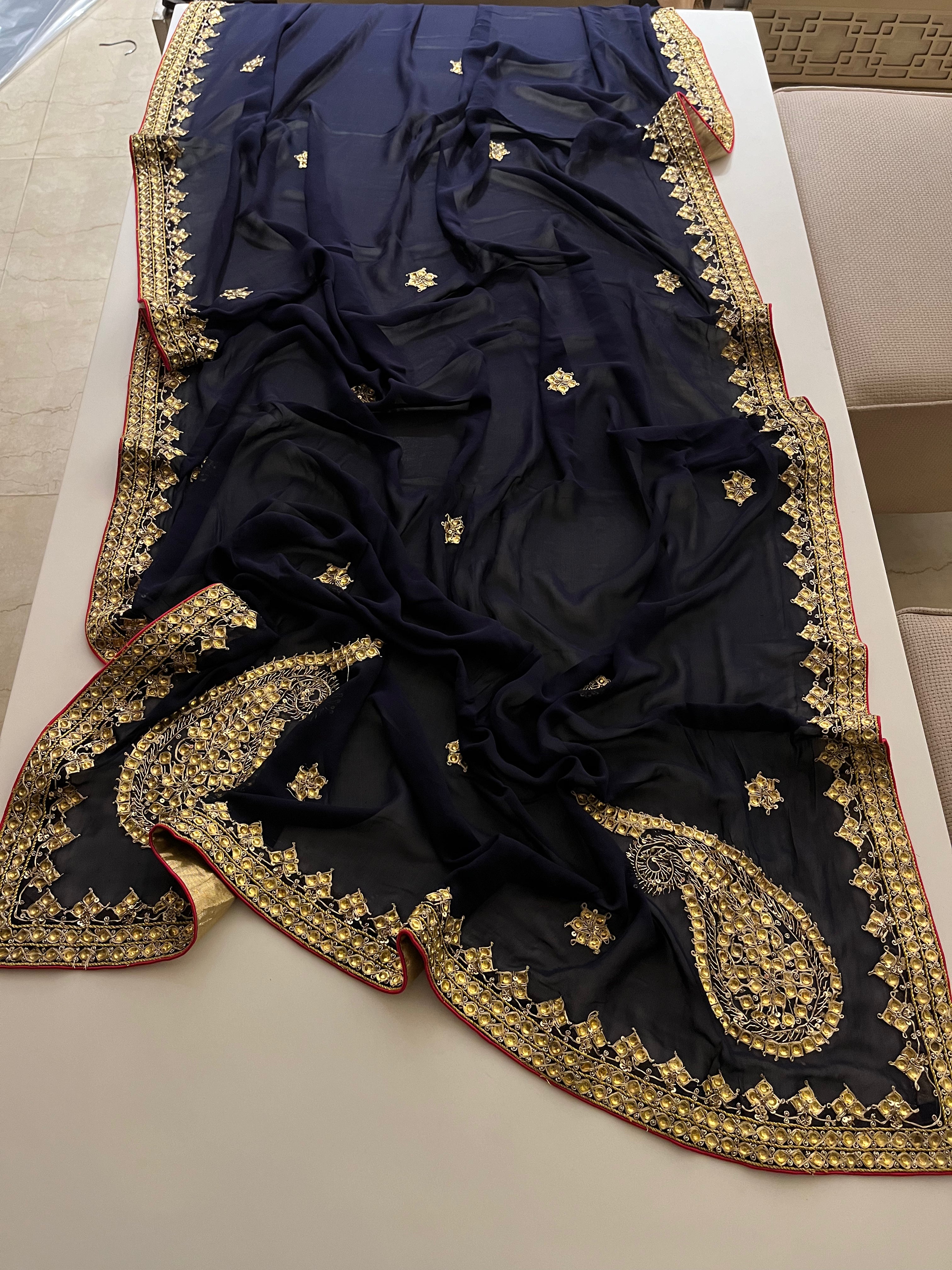 Dark Navy Georgette Saree