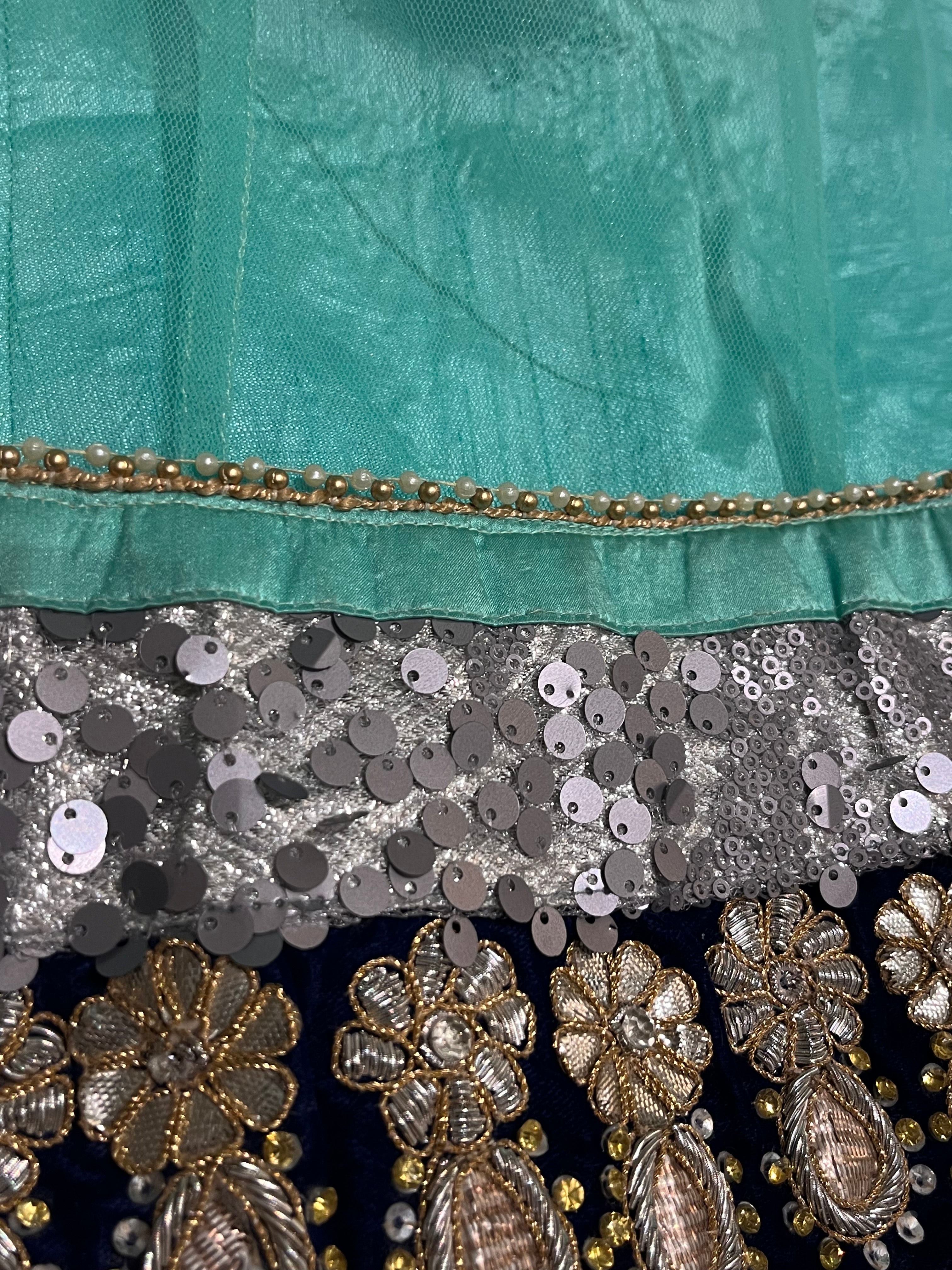Aqua Blue Net lehenga set