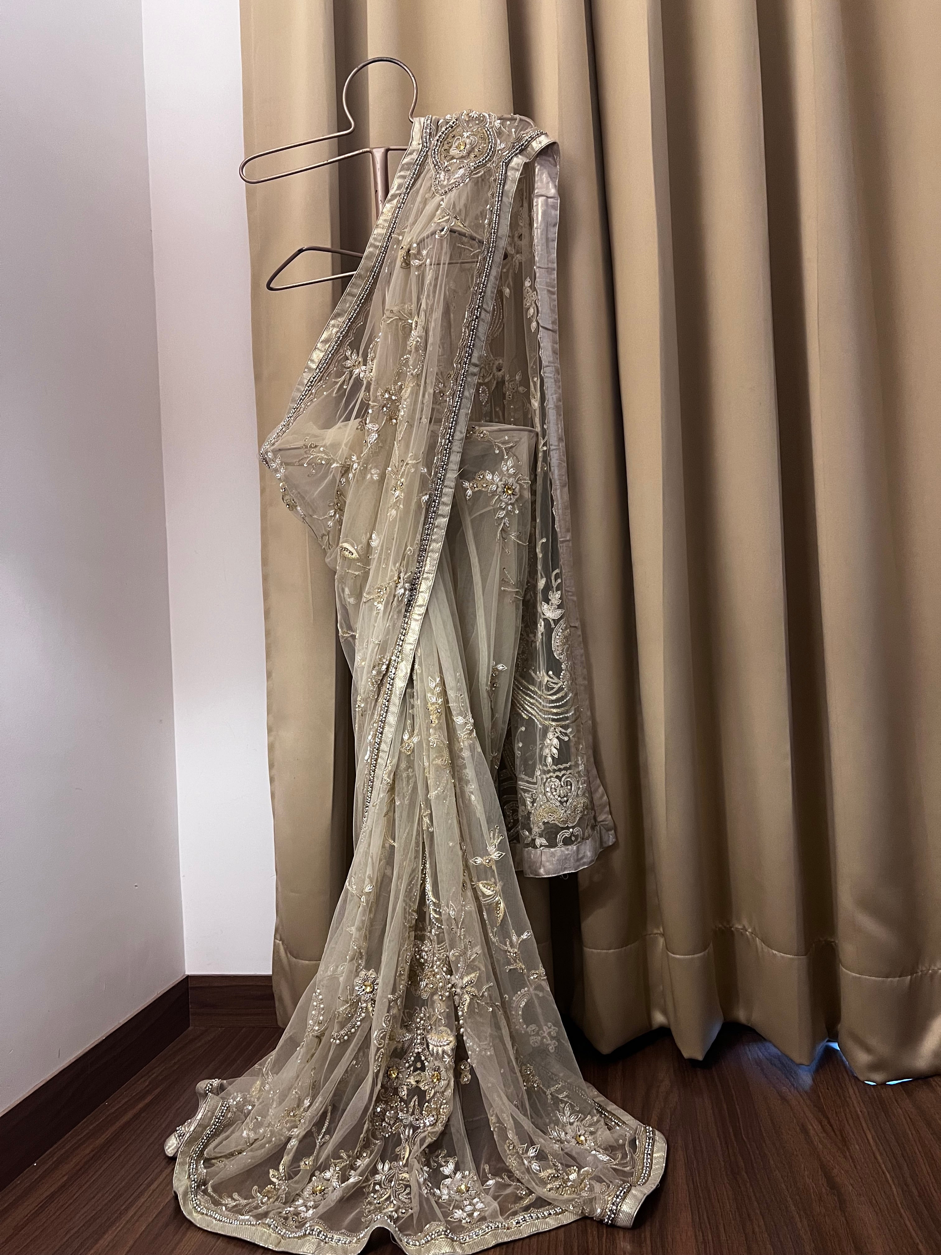 Nude cocktail saree