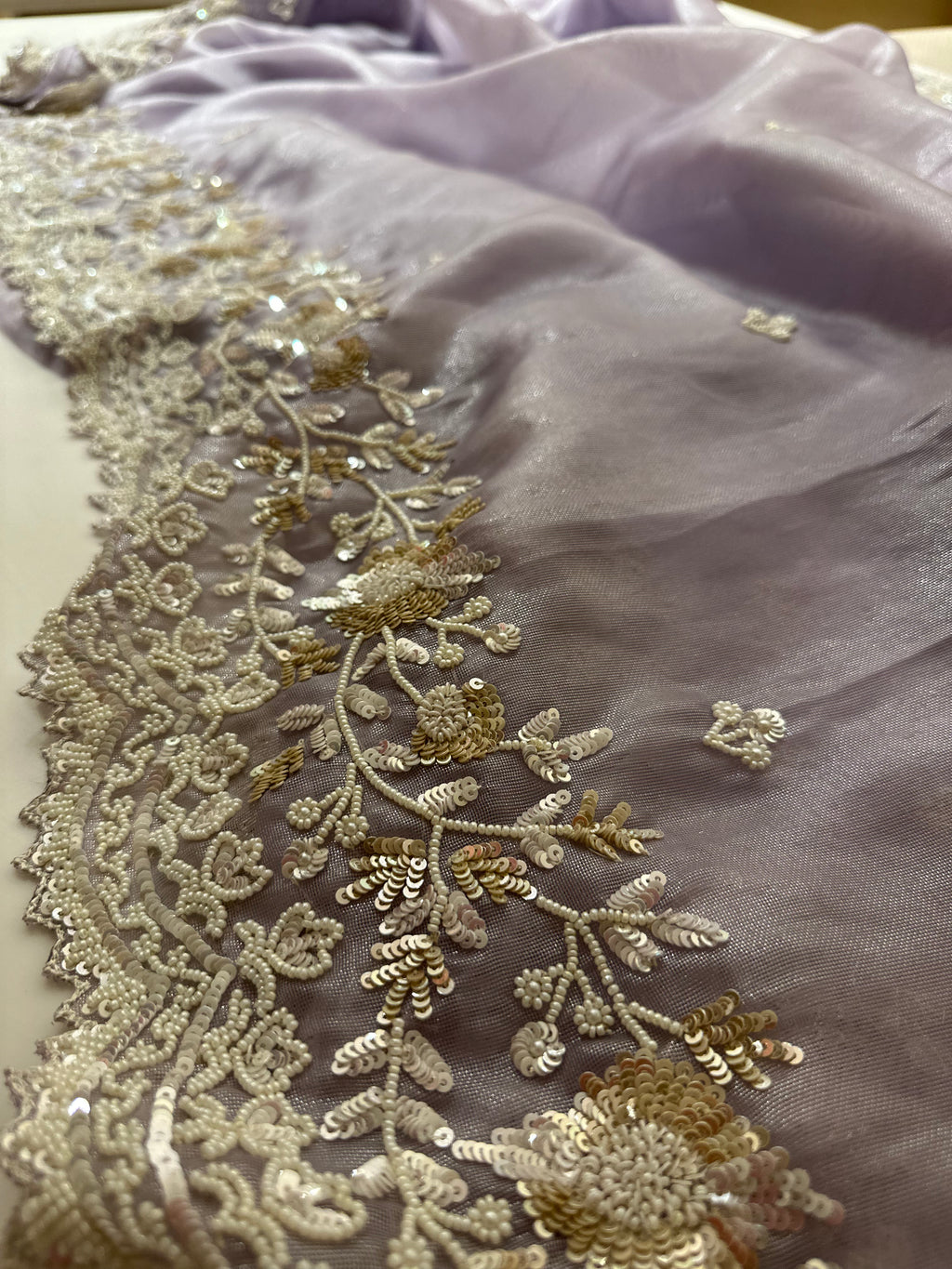 Mauve Tissue Handwork saree