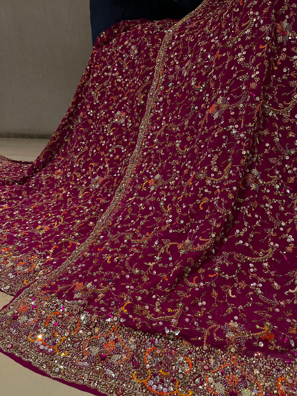Bridal Magenta Jaipuri Lehenga Set
