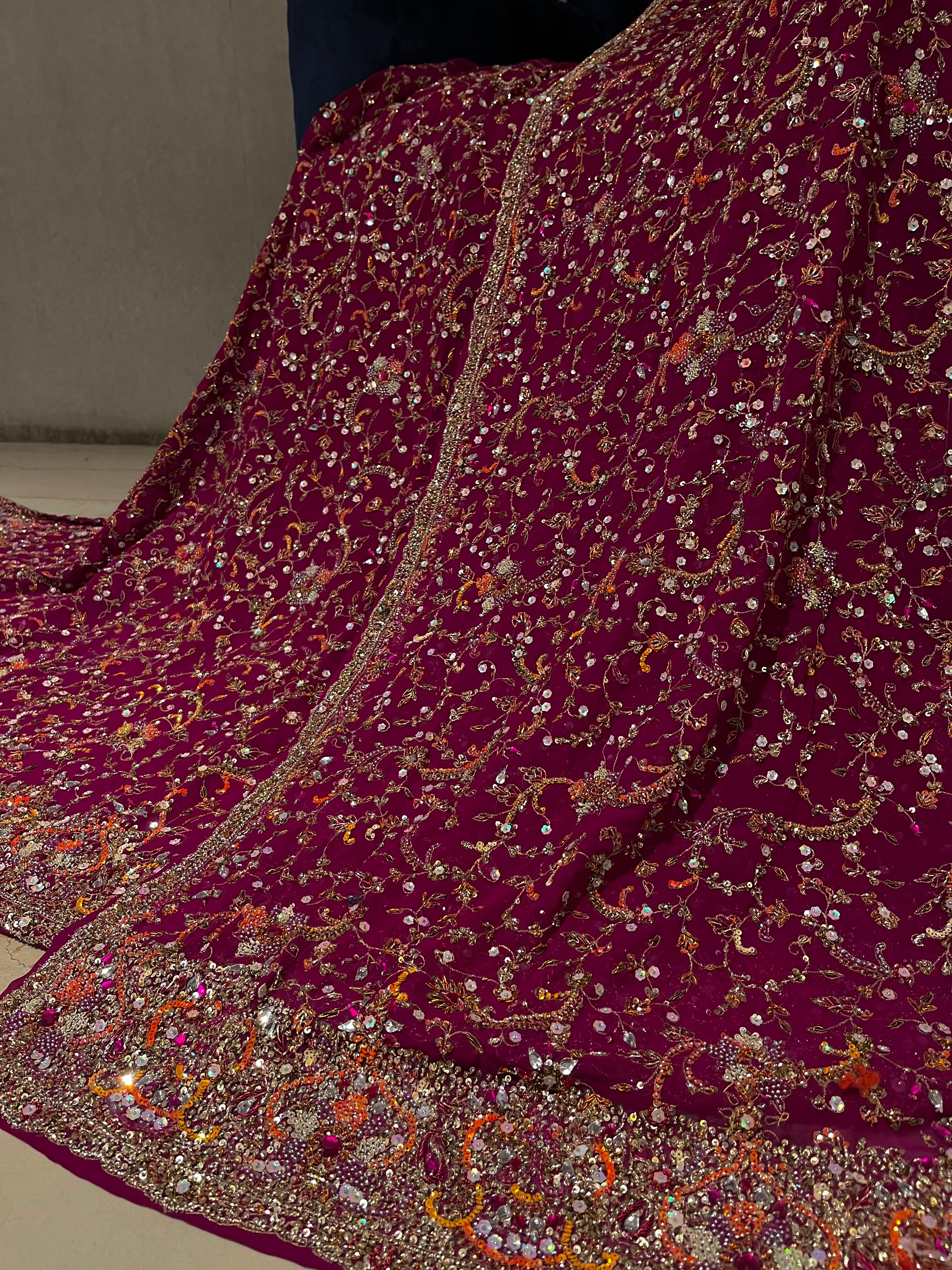 Bridal Magenta Jaipuri Lehenga Set
