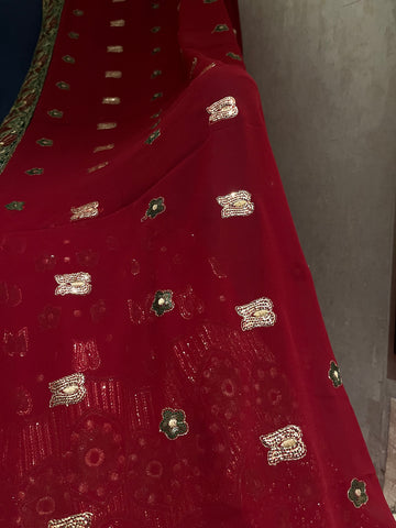 Bridal Red Georgette Lehenga Set