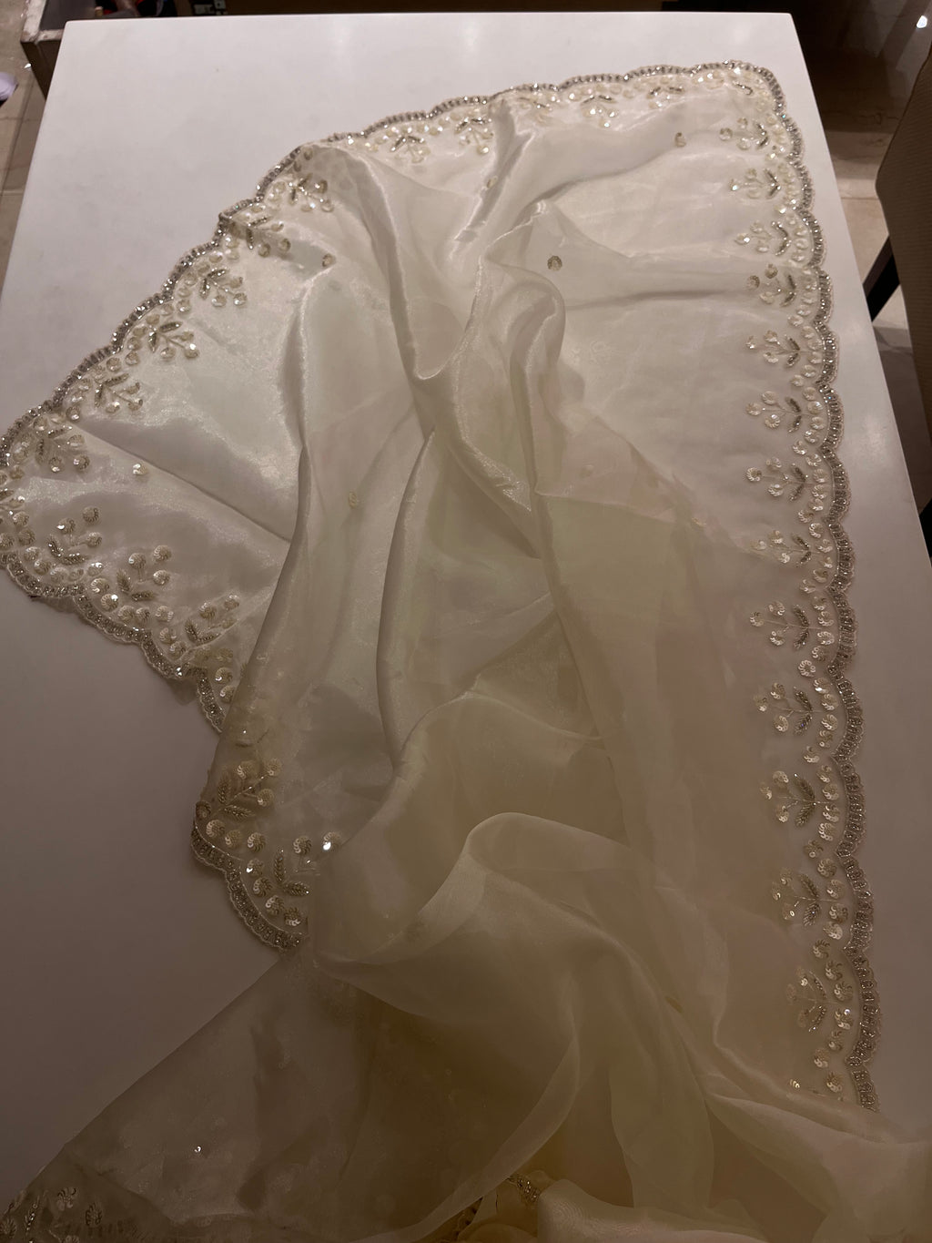 Ivory Aura pure organza saree