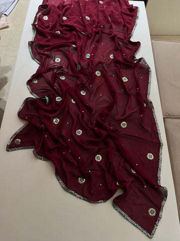 Elegant Wine Red Saree