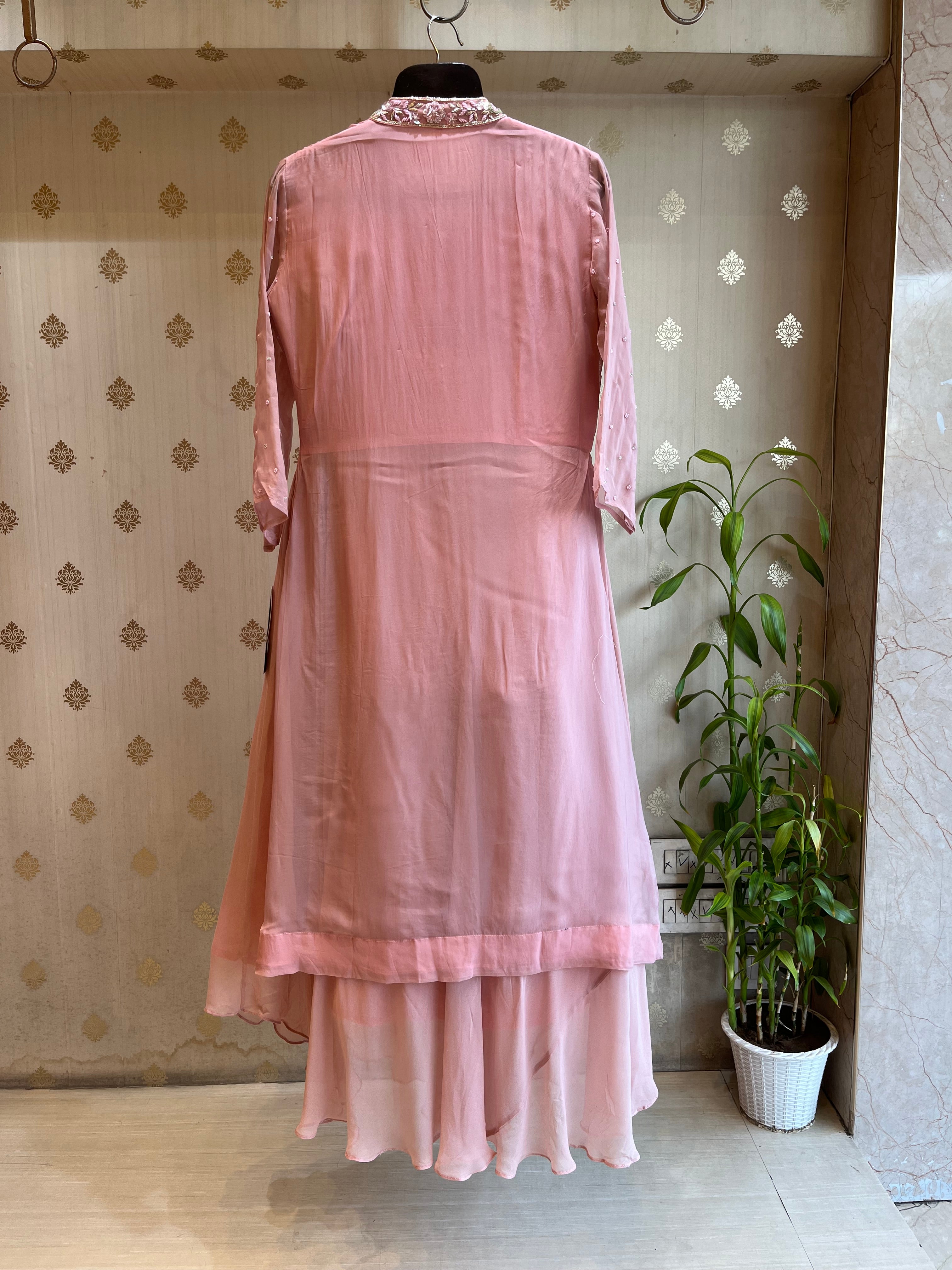 Pastel Pink sequins Indo-western set