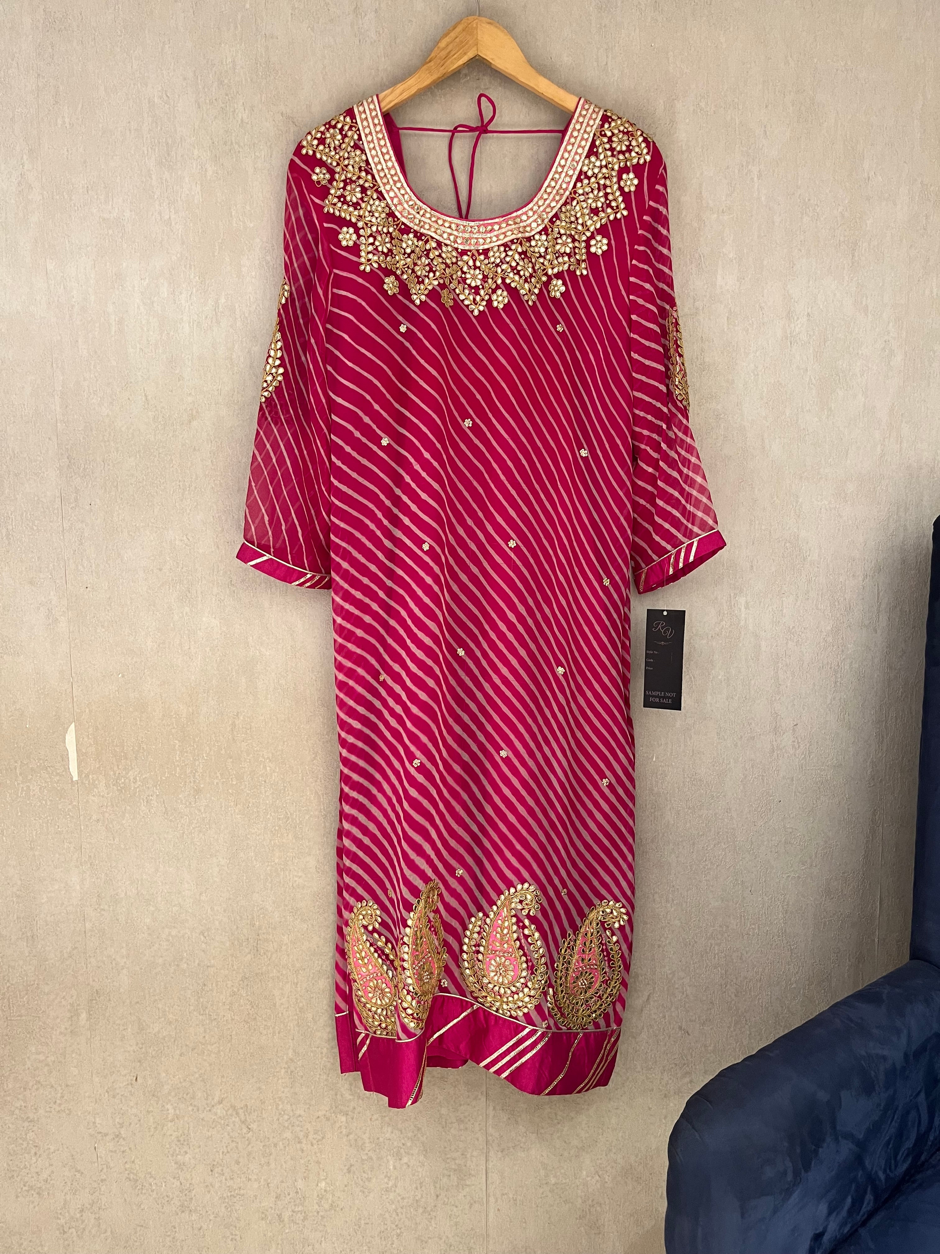 Pink Leheriya Kurti