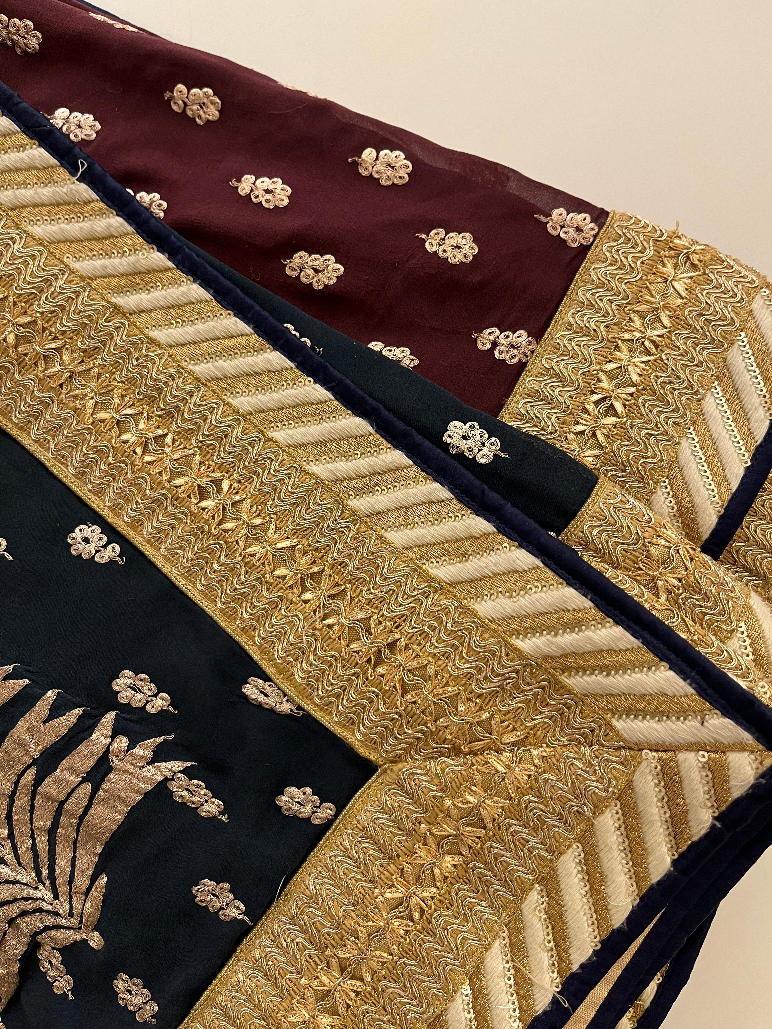 navy&wine heavy saree