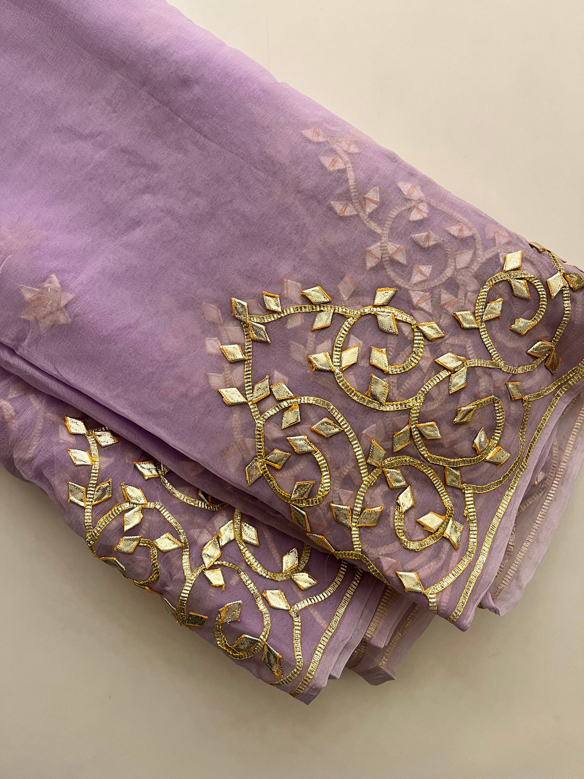 Lavender katcha gotapatti saree