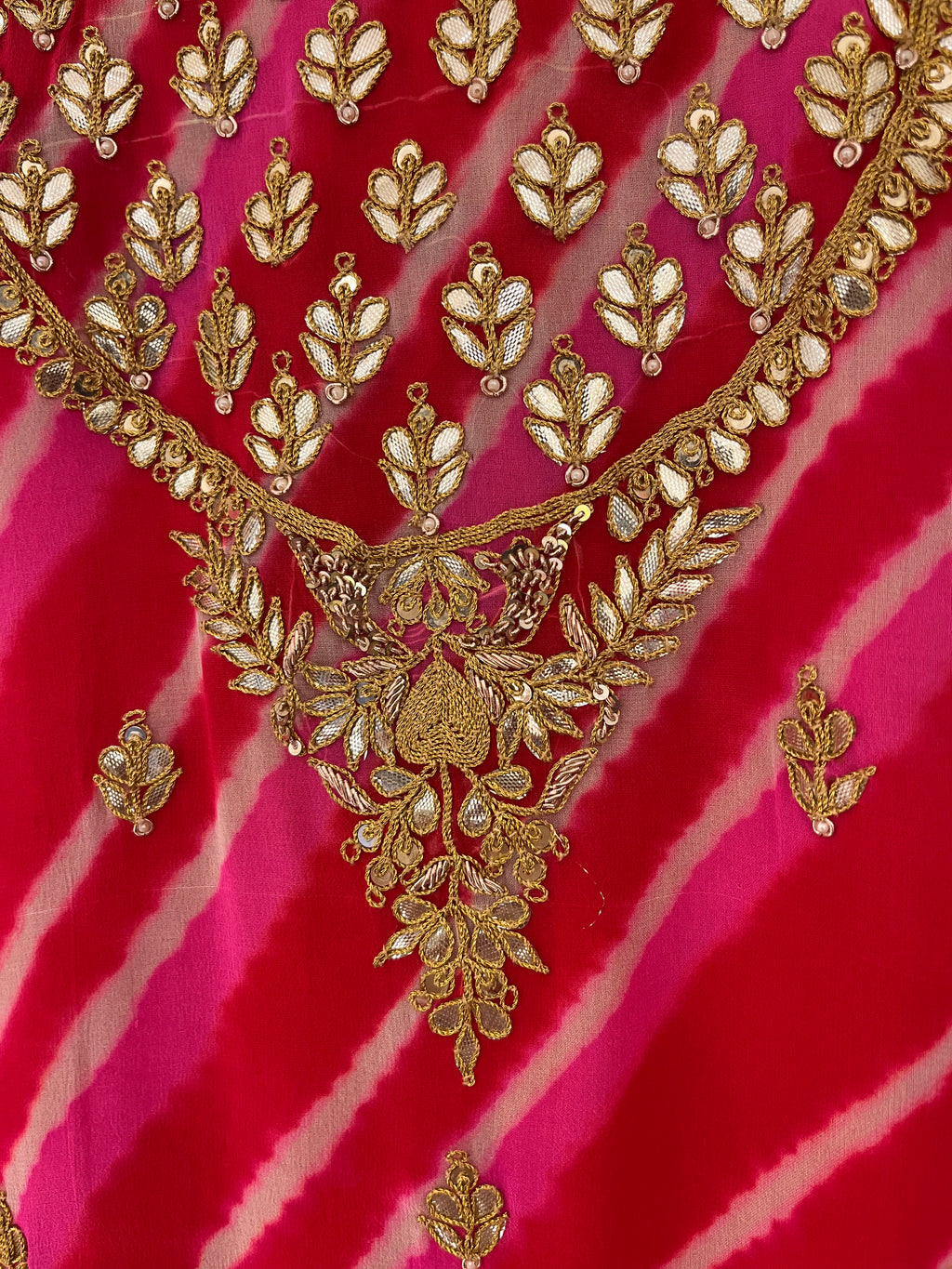 Red and Pink Leheriya Kurti