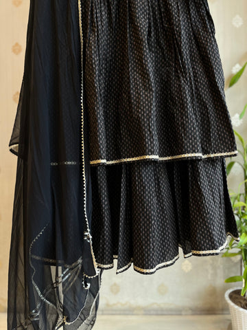 Black Cotton Sharara Set