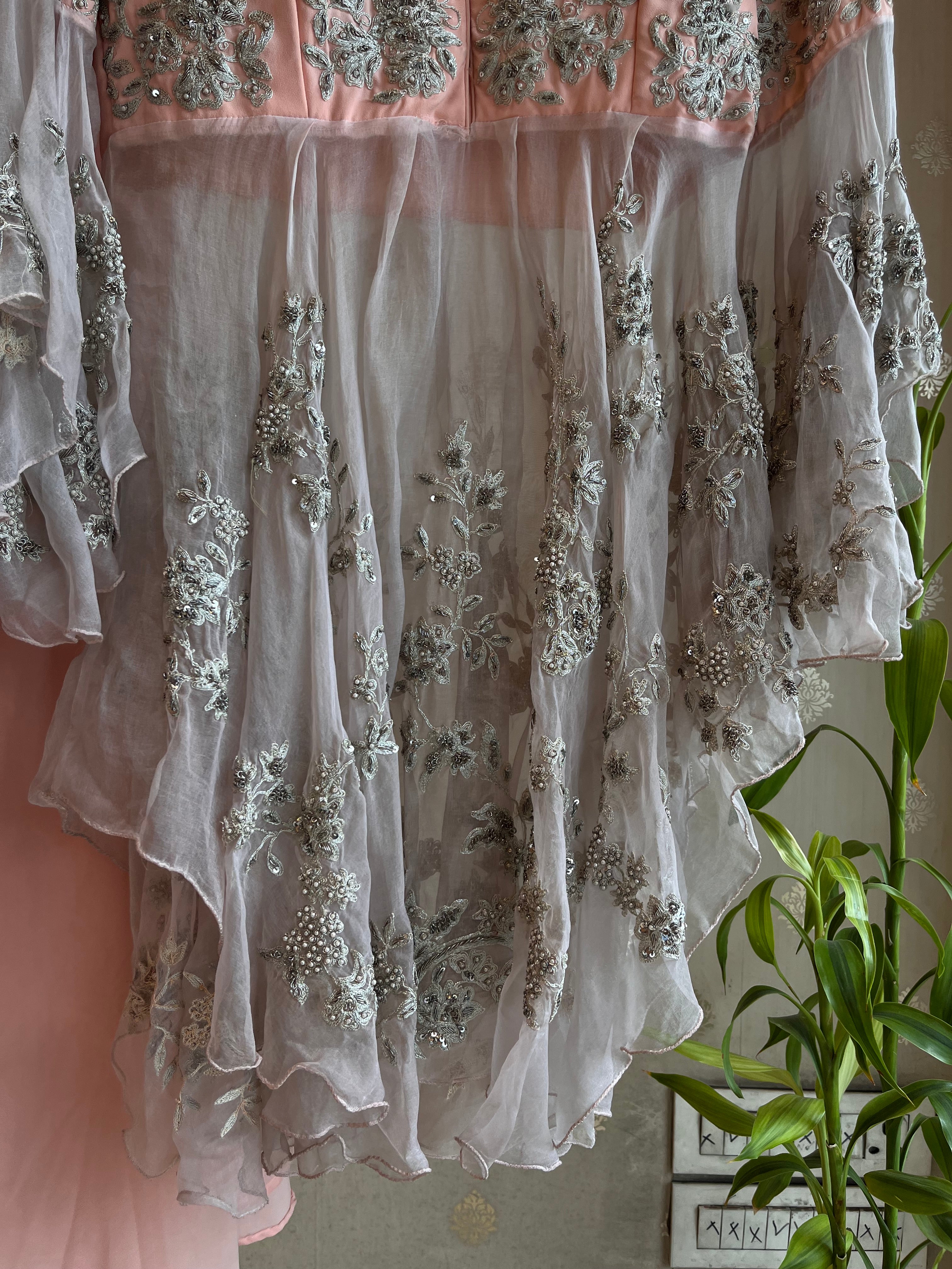 Pastel Peach Indo-western set