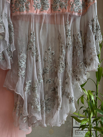 Pastel Peach Indo-western set