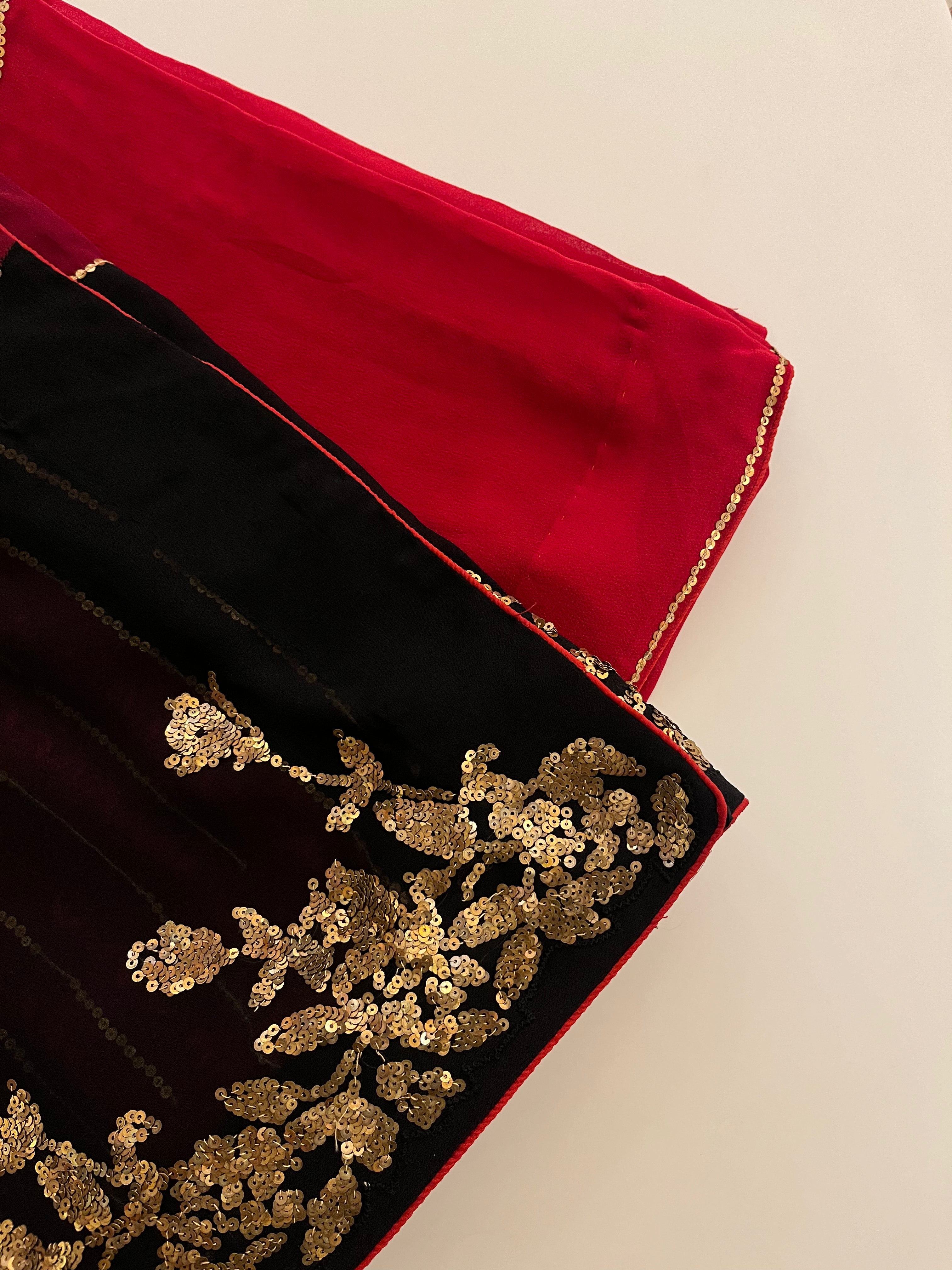 Cherry Red Georgette Saree