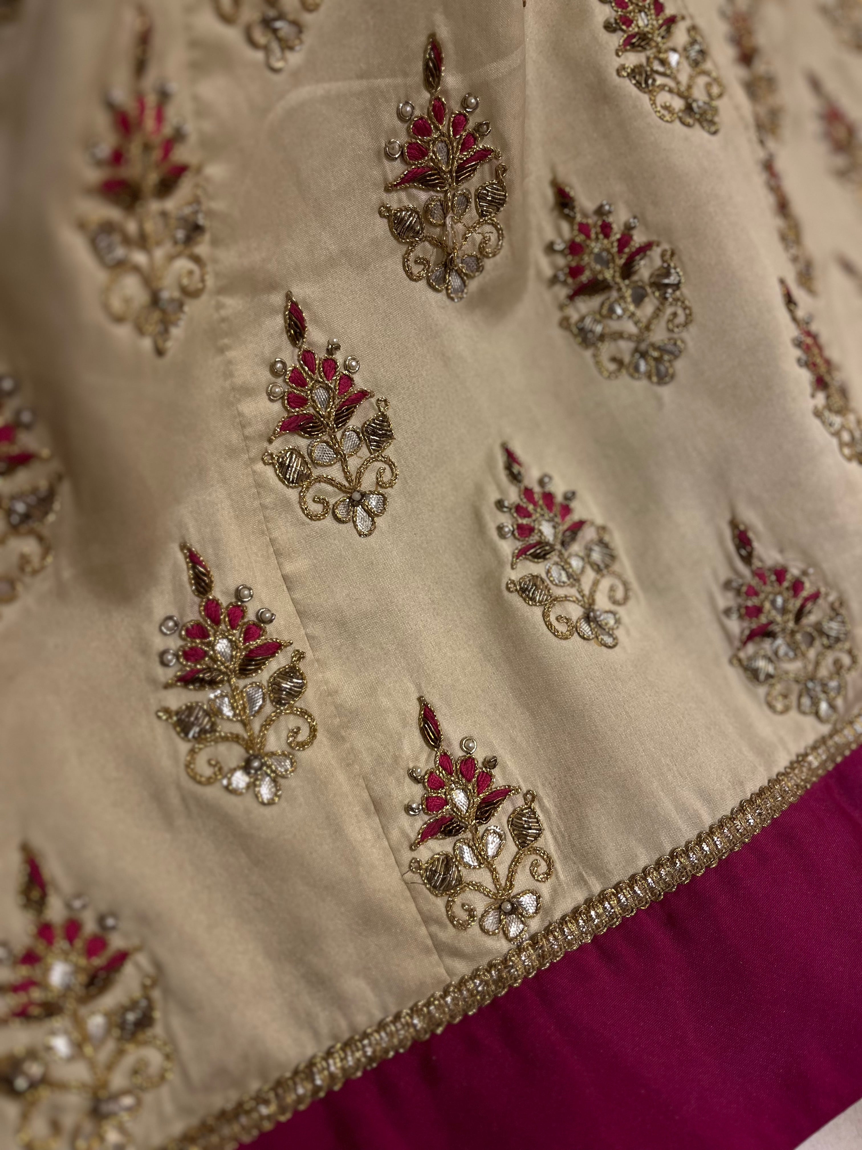Cream Silk Lehenga Set