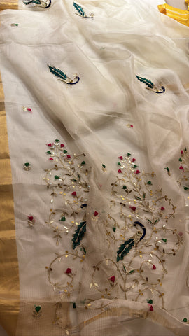 Pure Kota silk Ivory saree