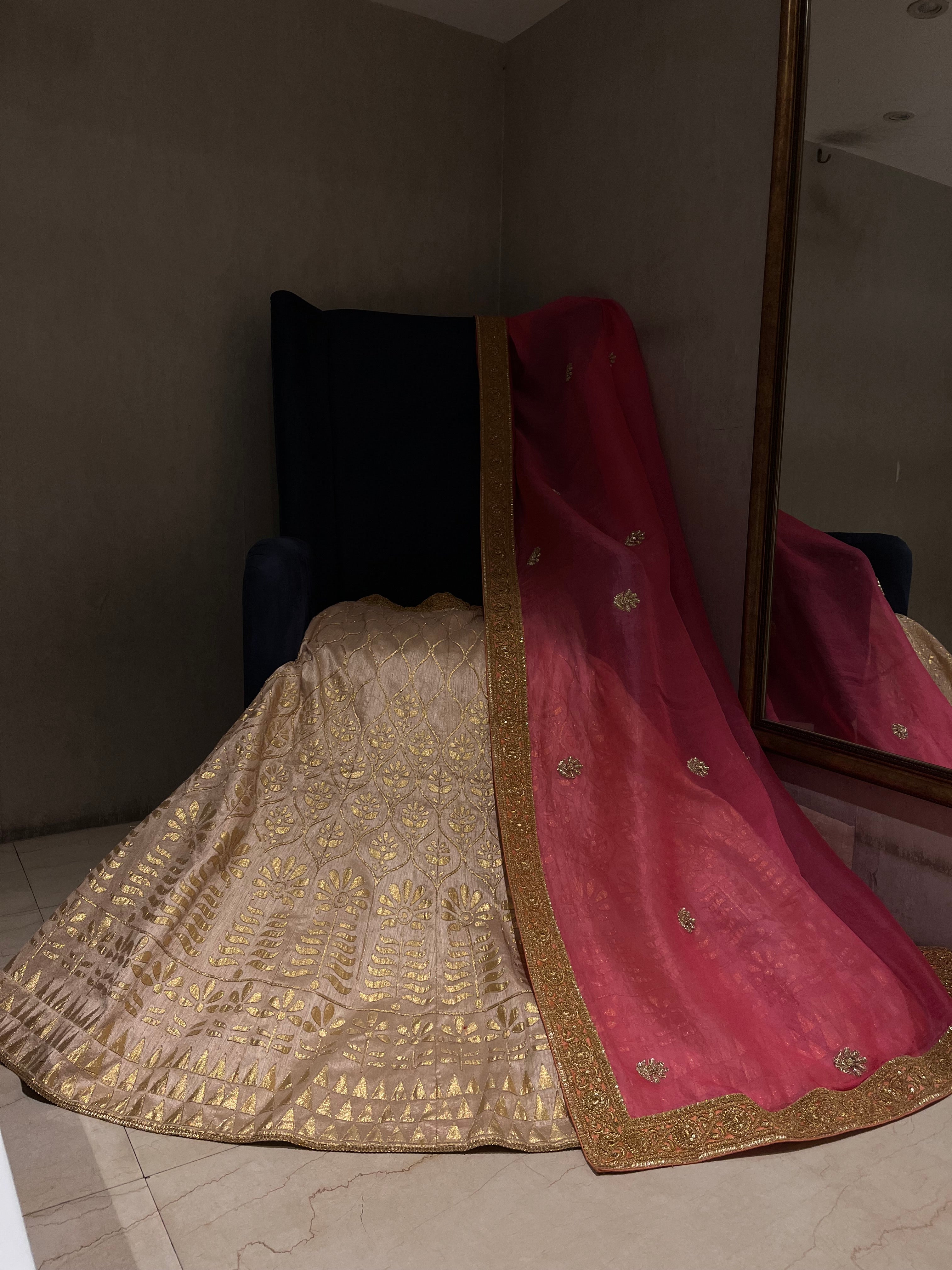 Golden &Pink light lehenga set