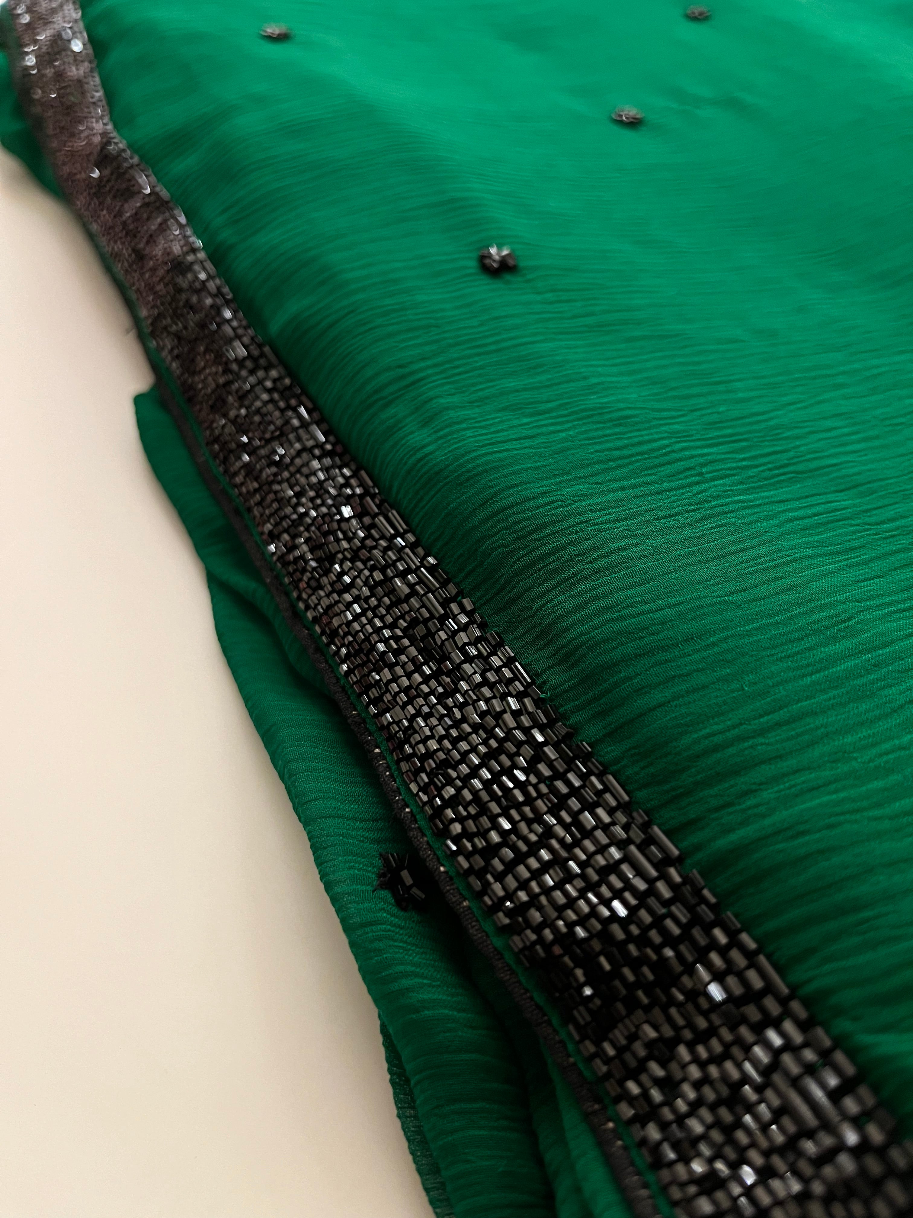 forest green Cocktail saree