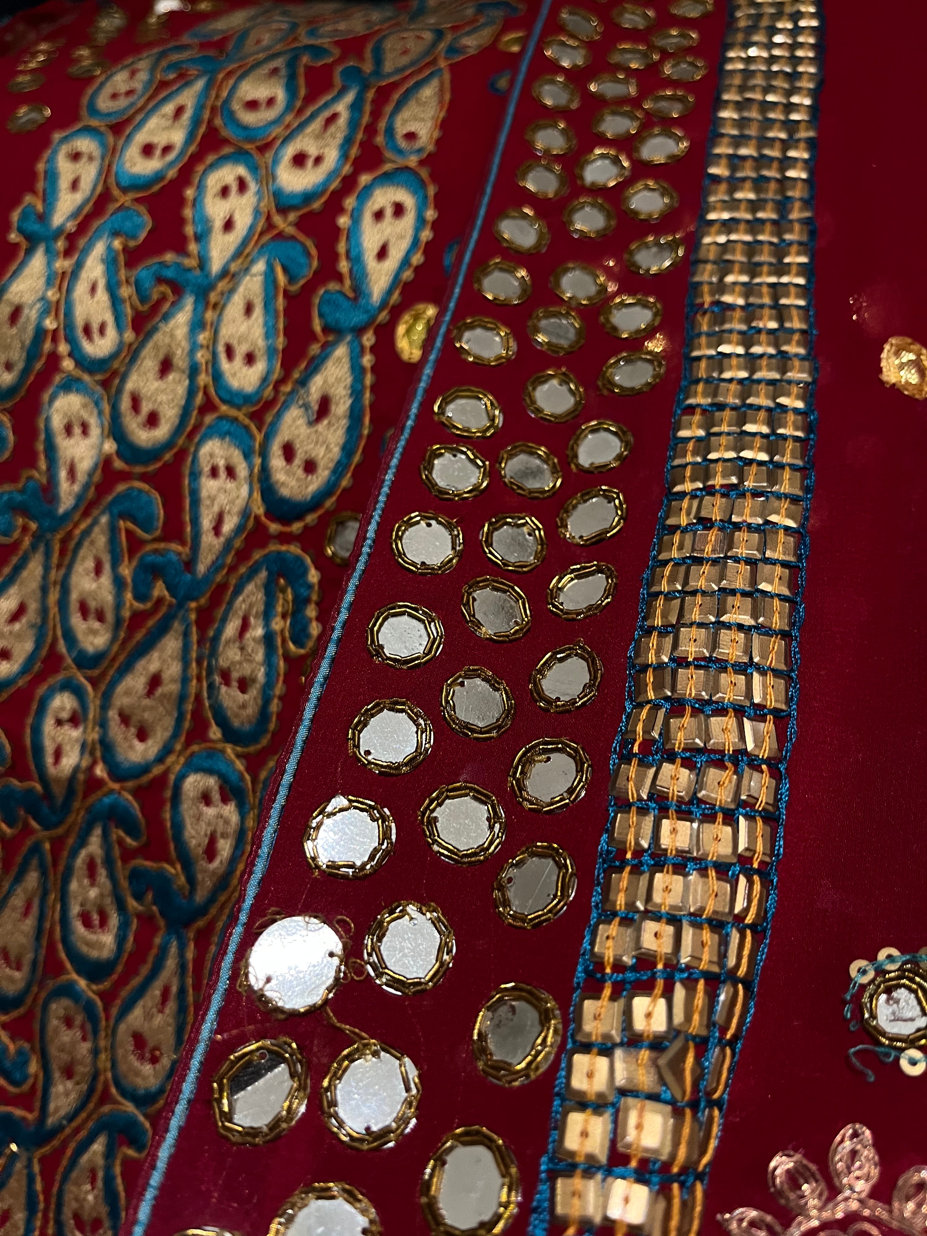 Deep Red Mirror work lehenga set