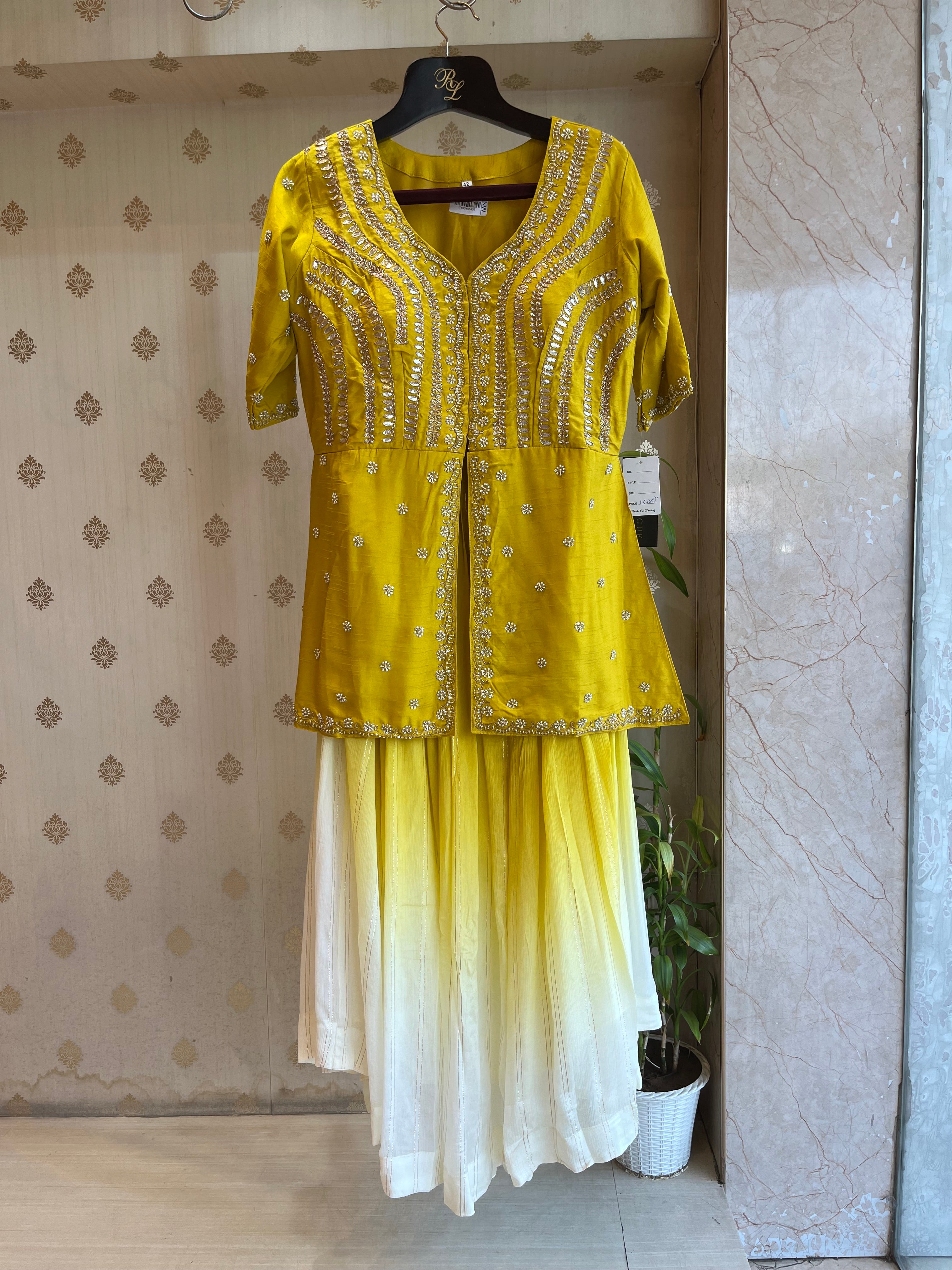 Mustard Yellow kothi and Skirt set