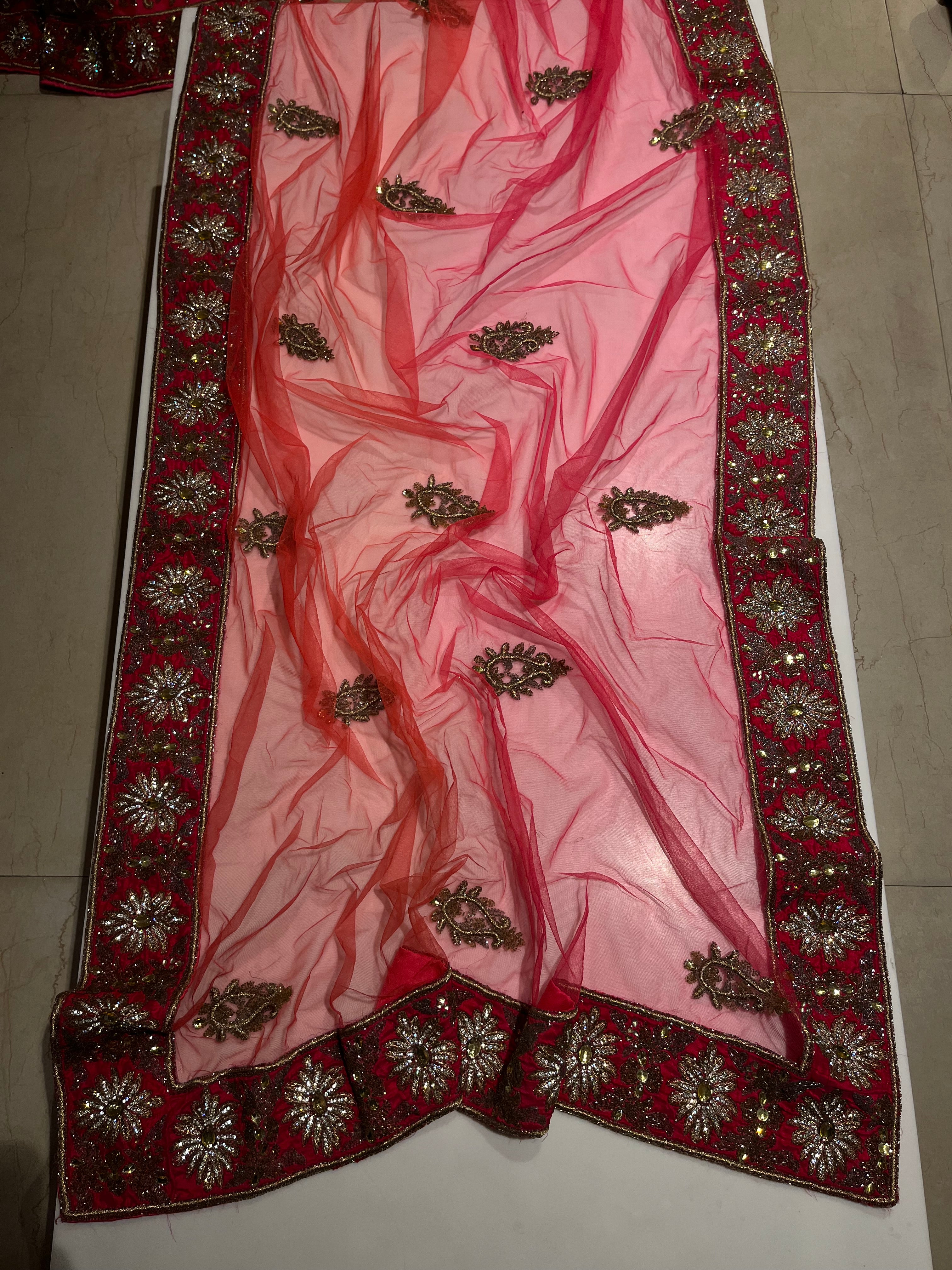 Pink Net Lehenga Set