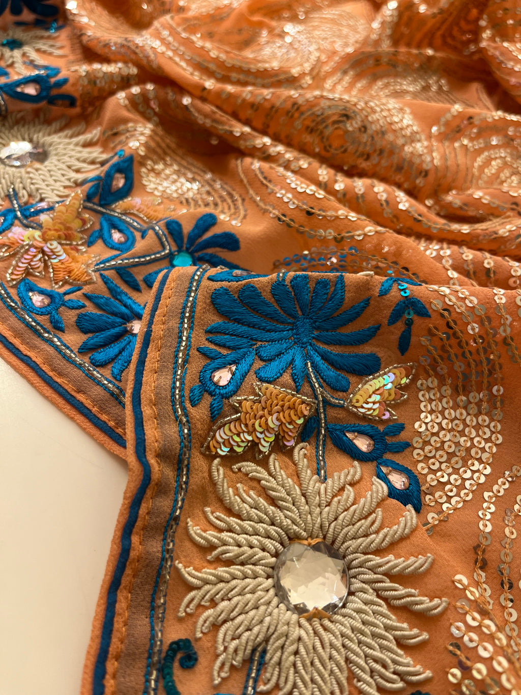 heavy sequins pure georgette saree