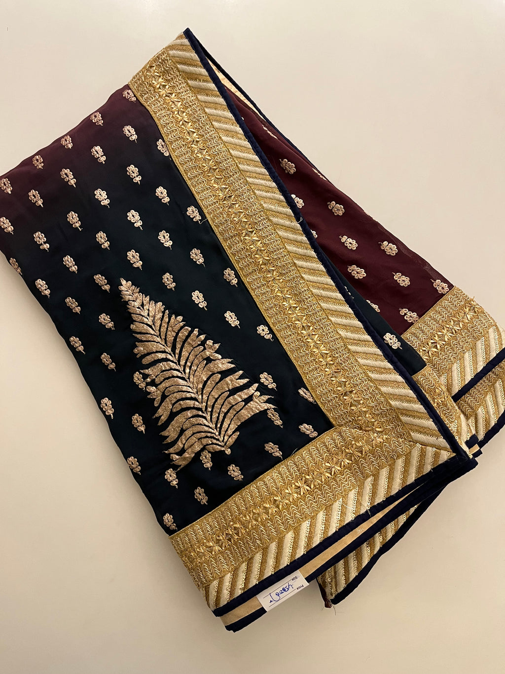 navy&wine heavy saree