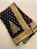 navy&wine heavy saree