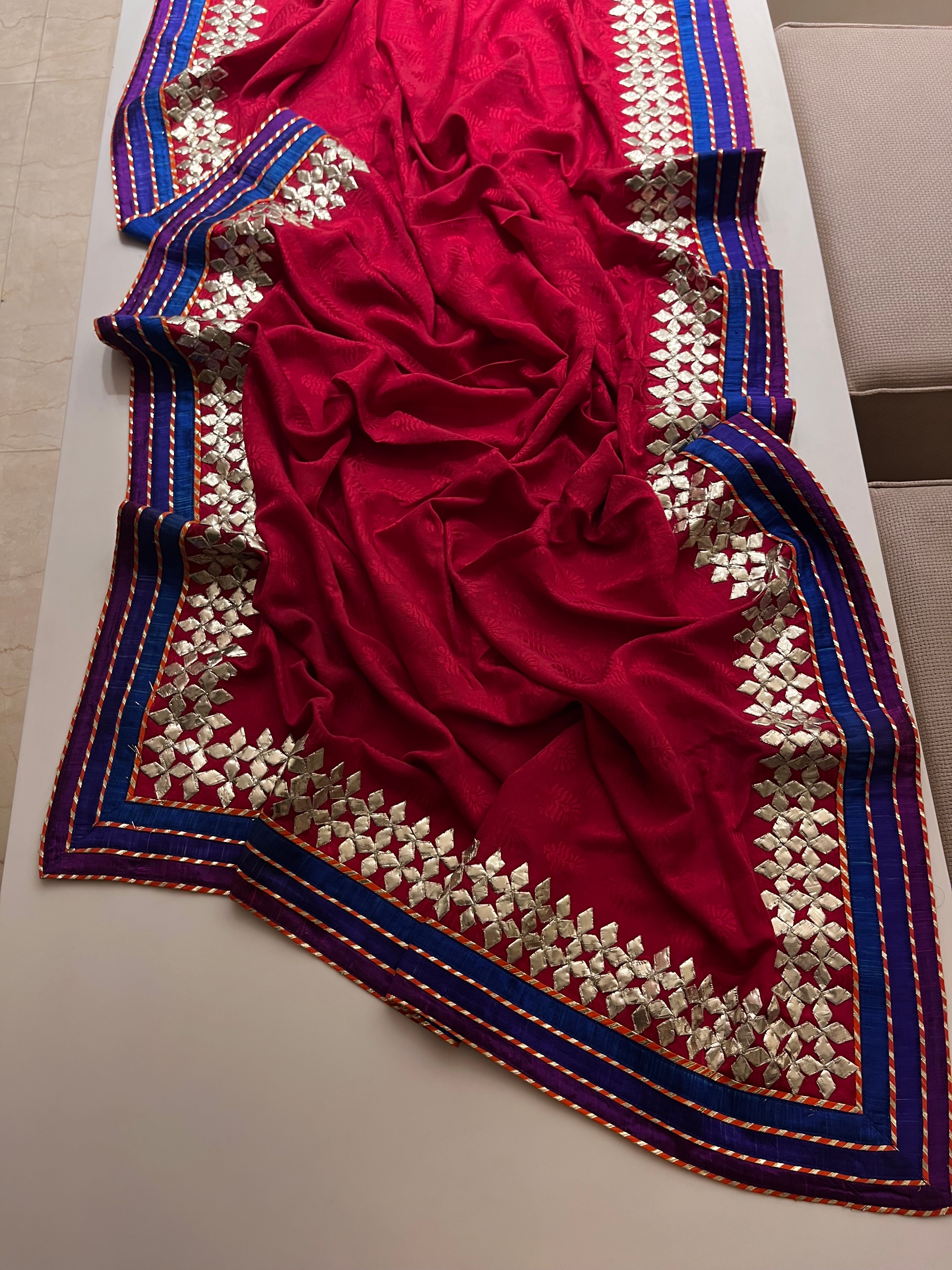 traditional kaccha gotta handwork saree
