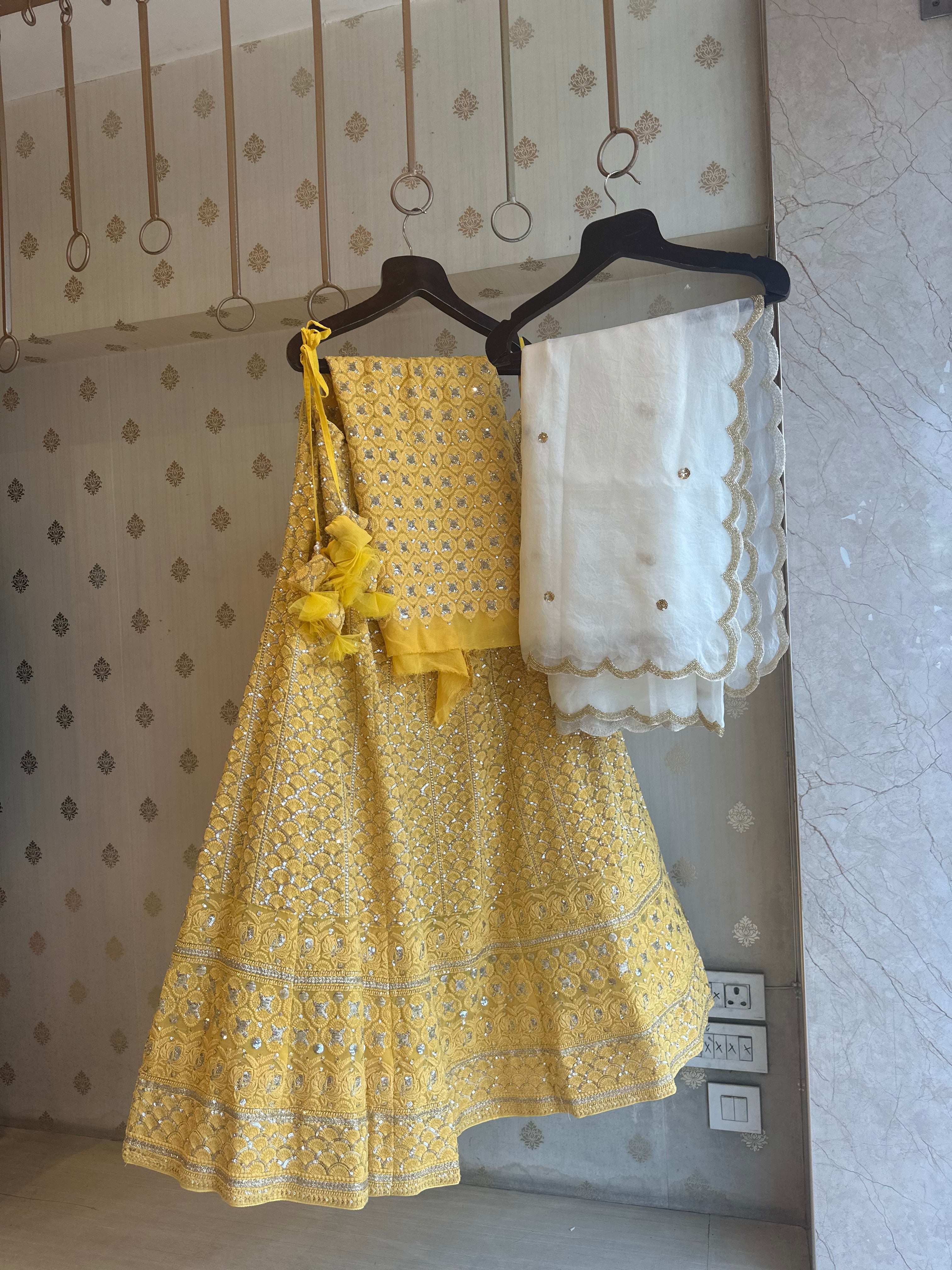 Bright Yellow Lucknowi lehenga