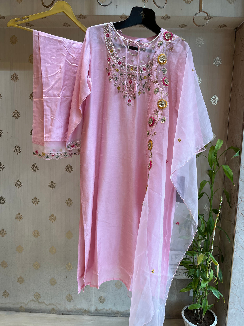 Baby Pink Straight Suit Set