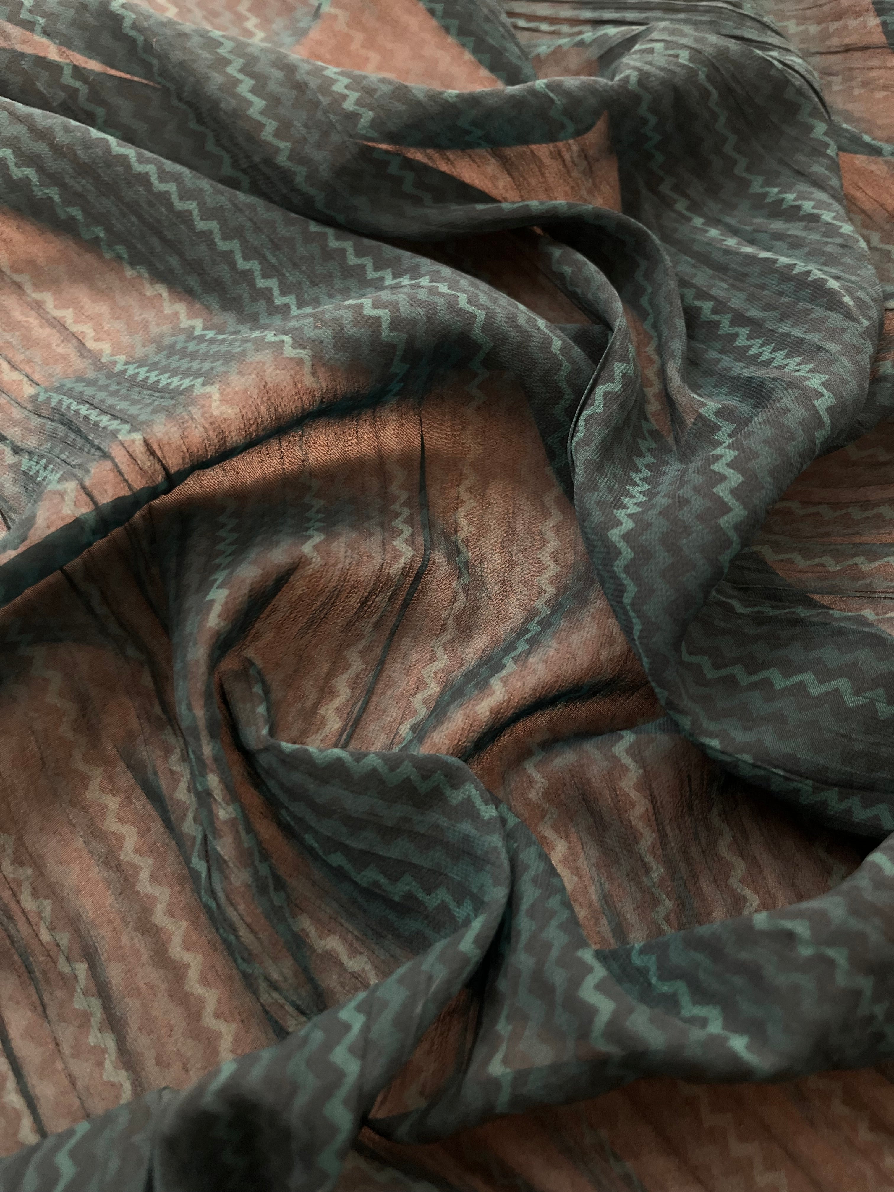 Teal & Brown half half Saree