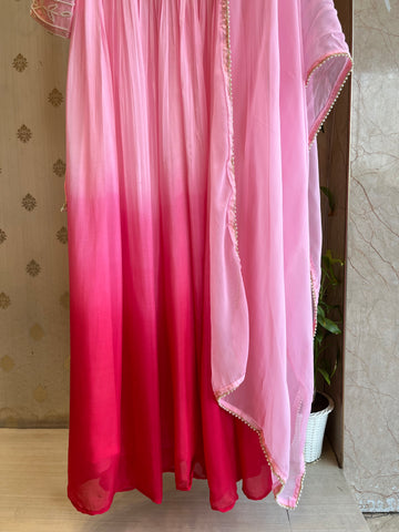 Rose Pink Ombré Anarkali Suit