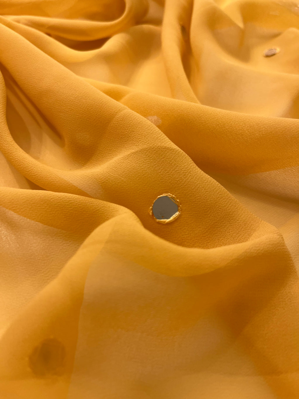 yellow flower georgette saree