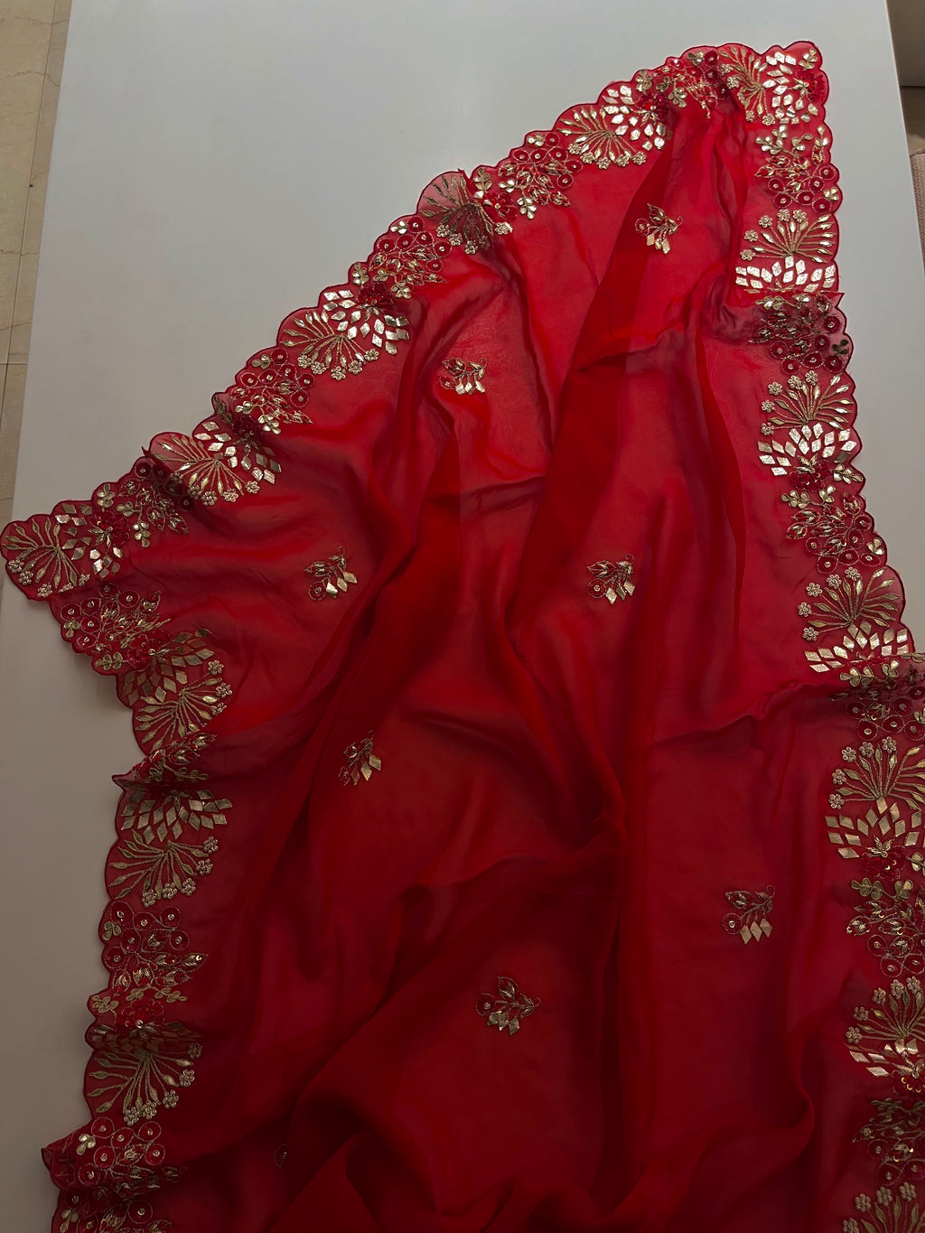 Kaccha Gotta Bridal red saree