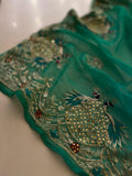 Bottle Green chiffon saree