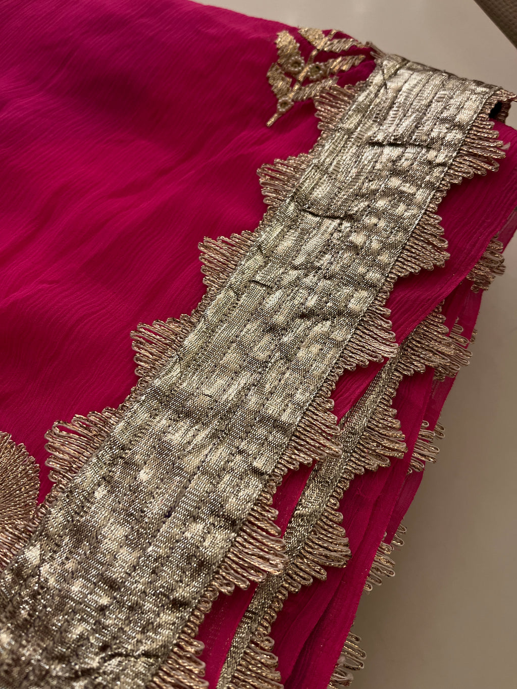 Hot Pink Georgette Saree