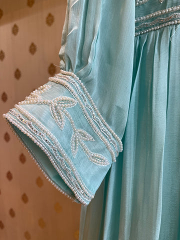 Aqua-Ombré Anarkali Suit