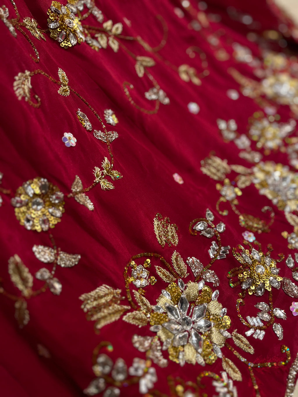 Unstitched Soft Red Lehenga