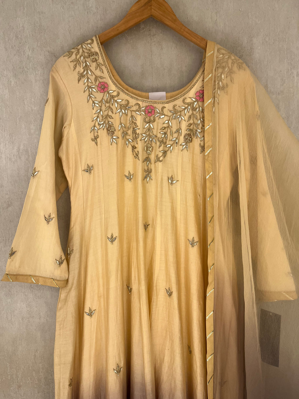 Crème and Brown Ombré Anarkali Suit