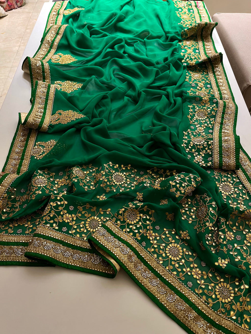 madhuri dixit designer half-half saree
