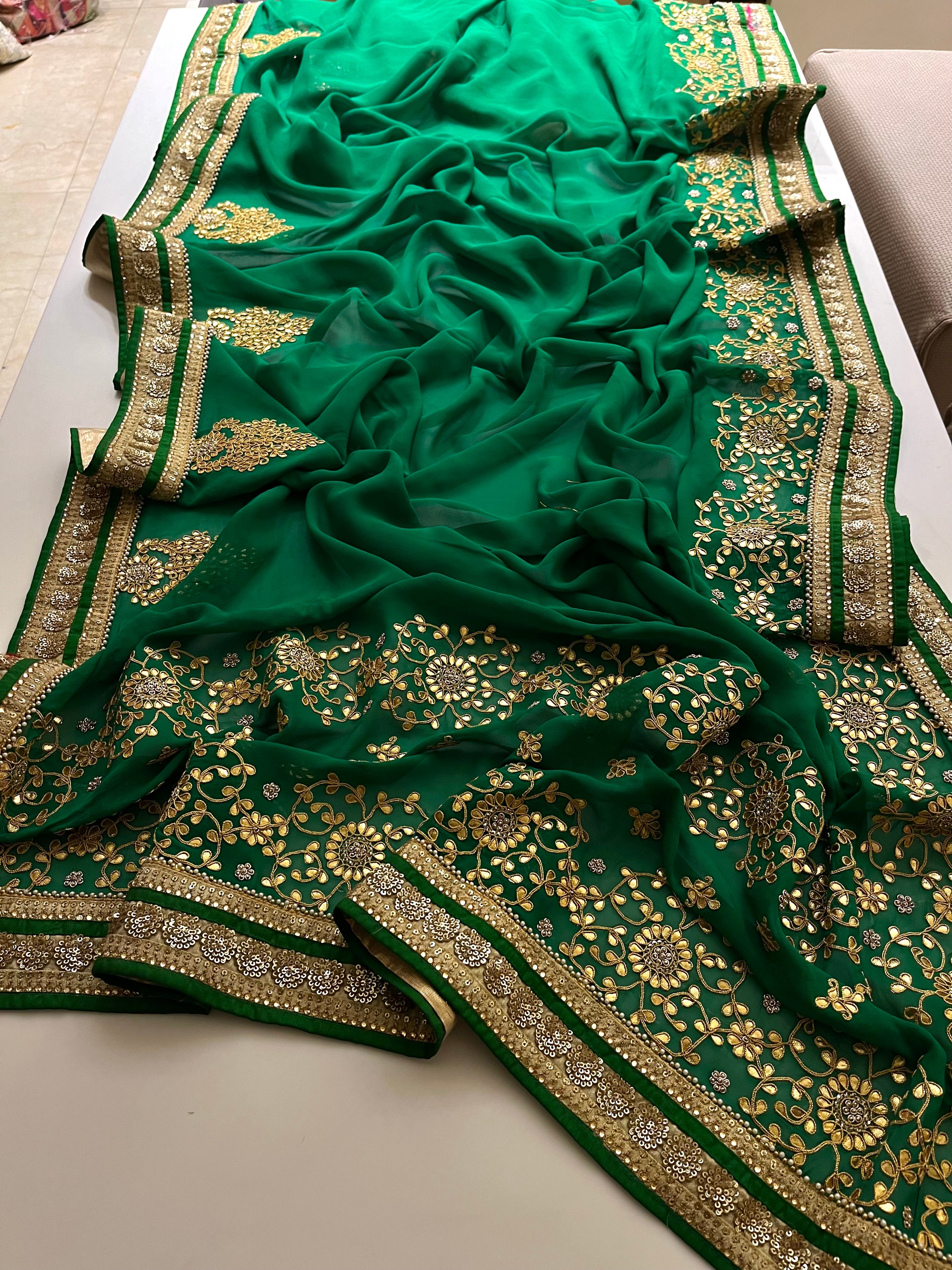 madhuri dixit designer half-half saree