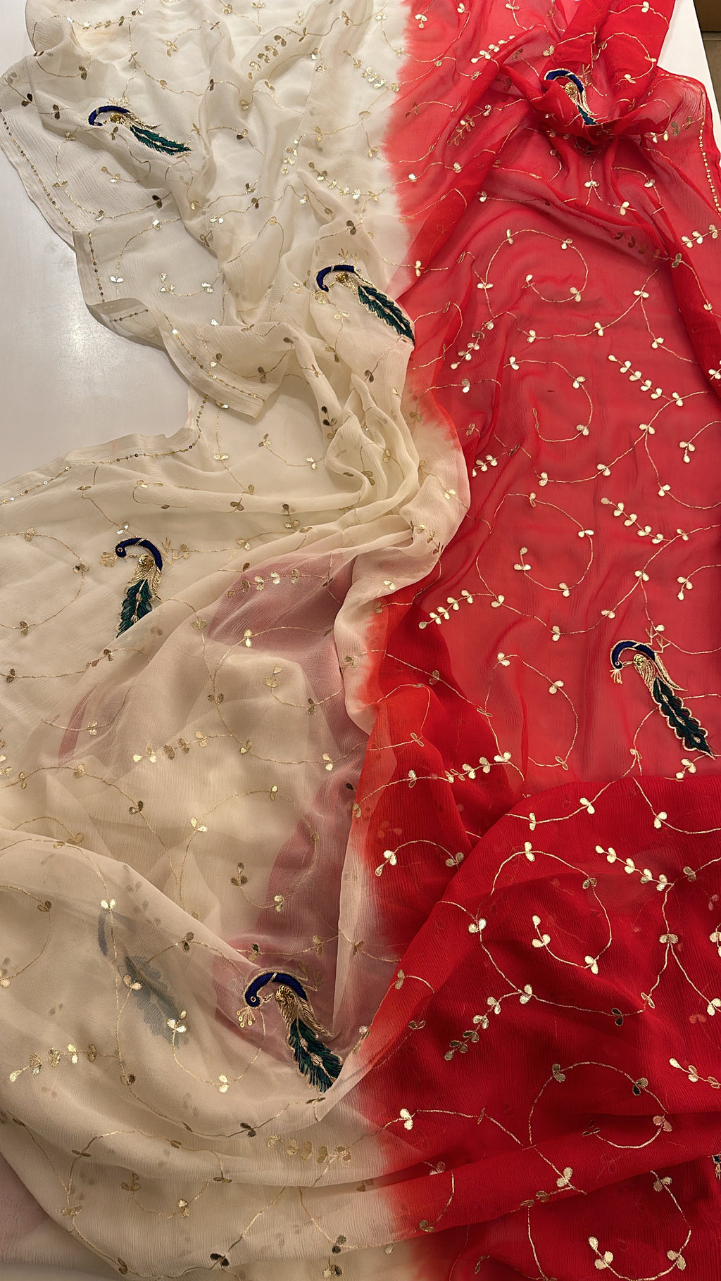 Rajgherano ivory/red shaded