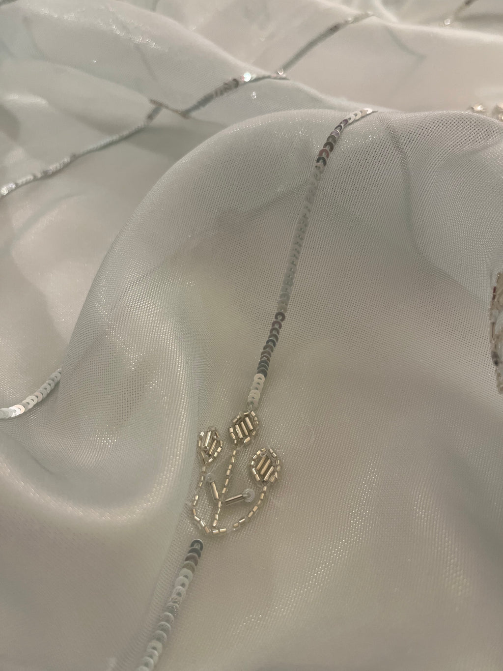 Powder Blue Sequins Saree