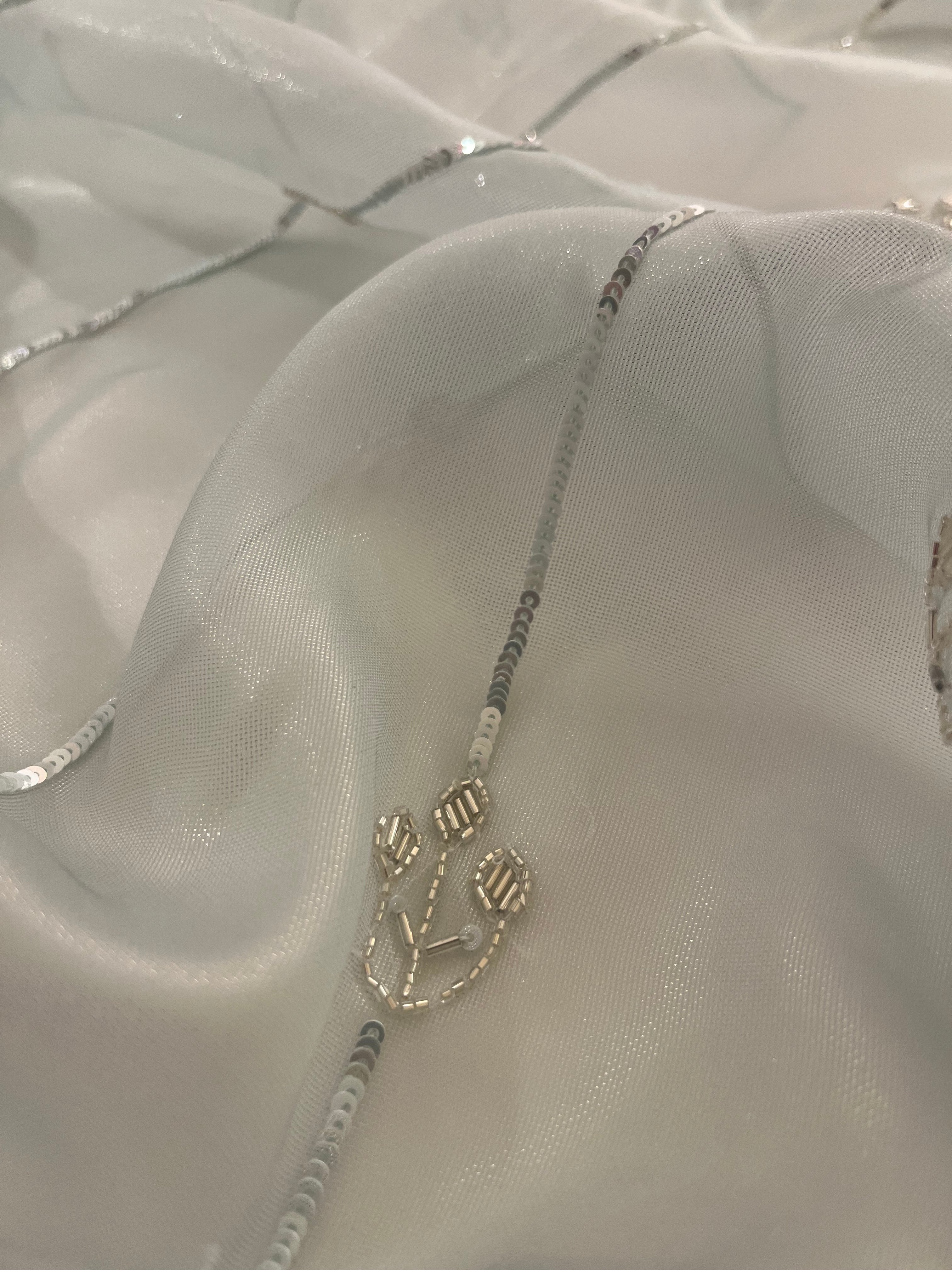 Powder Blue Sequins Saree