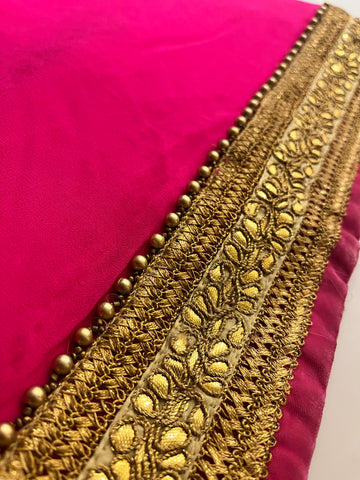 Hot pink Sequins Saree