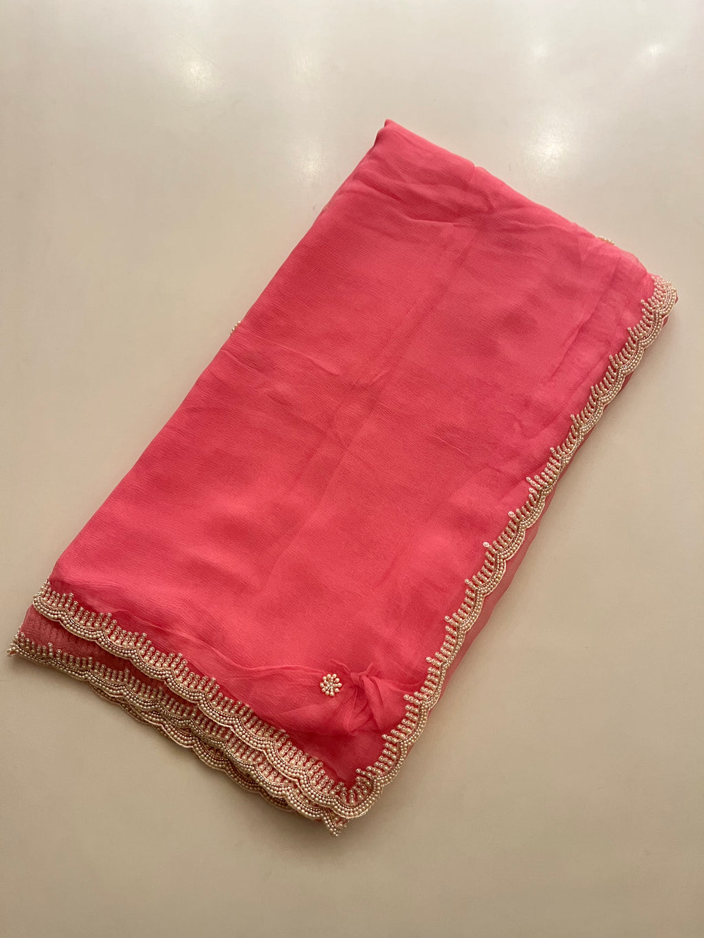 pretty pink pearl saree