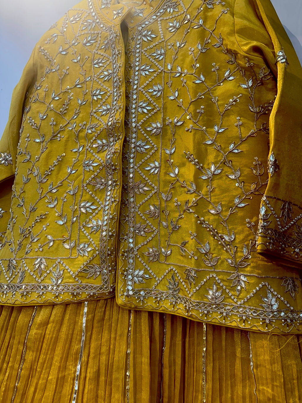 Yellow Indo western lehenga