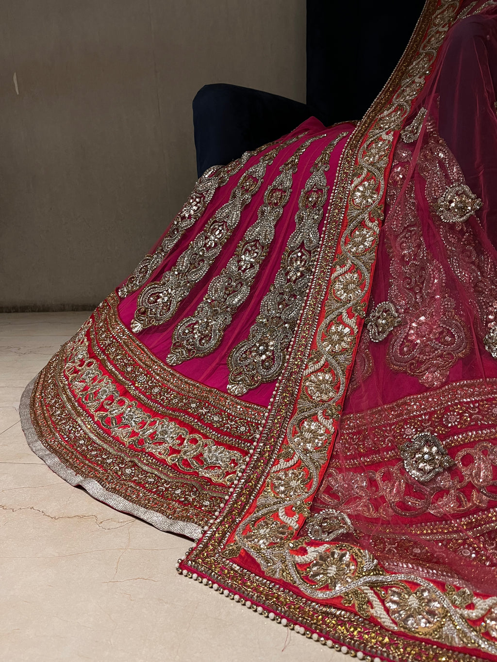 Deep Pink Bridal Lehenga Set